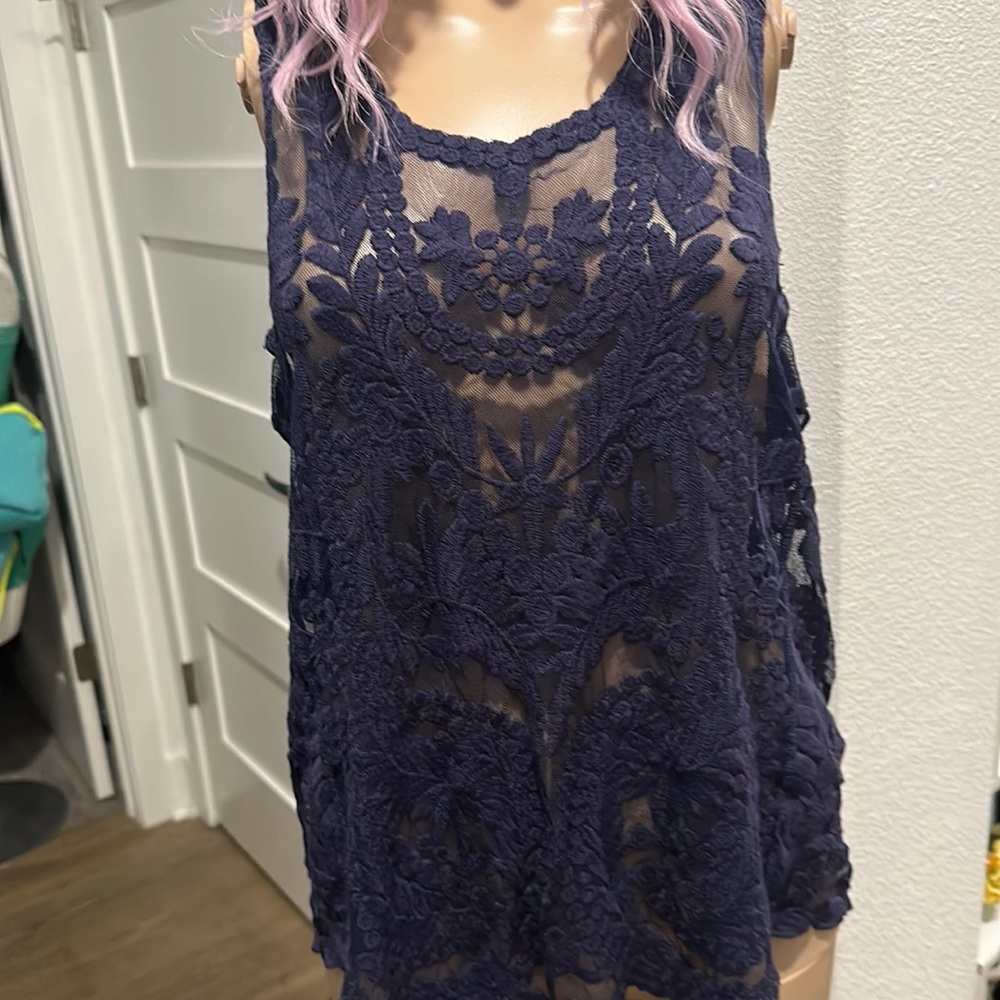 NWT Say What? Navy Top Size L